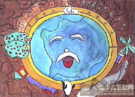 保护地球儿童画：少儿画苑倡导人们共同保护地球