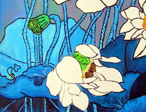 儿童画欣赏：荷花盛开 美景飘香惹人醉