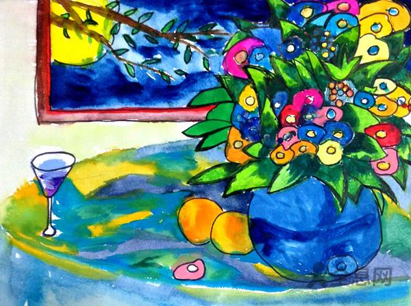 儿童画欣赏：与君赏月，月光下的风景