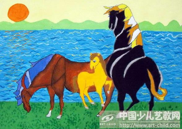 幼儿园中班美工活动《画大马》