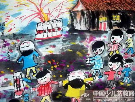 大班绘画：放鞭炮