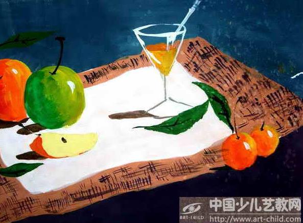 黄苹果色彩画法