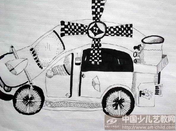 各色汽车线描简笔画示例