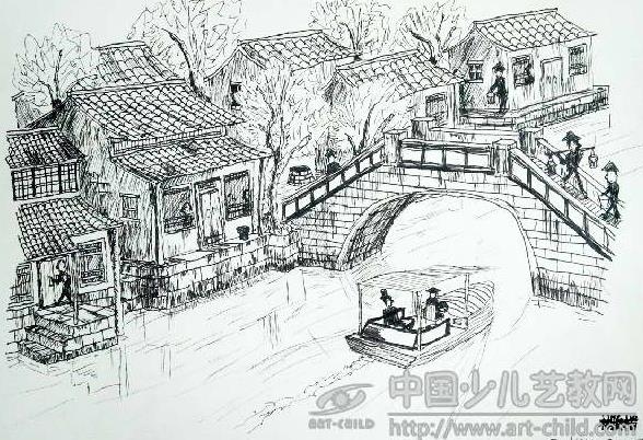 风景速写线条教程——点画