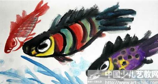 国画小鱼这样画