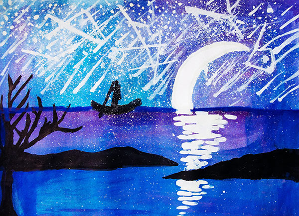 创意儿童画赏析——这里的“夜”太美！