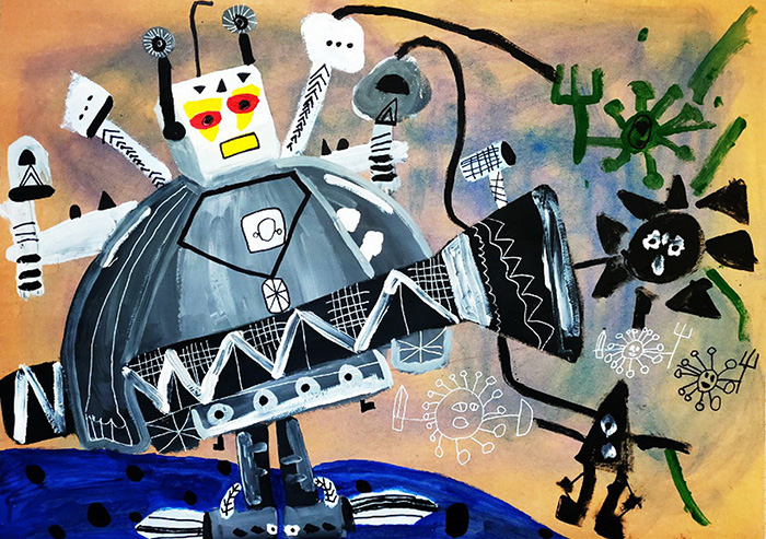 创意儿童画赏析——机器人的奇幻世界！