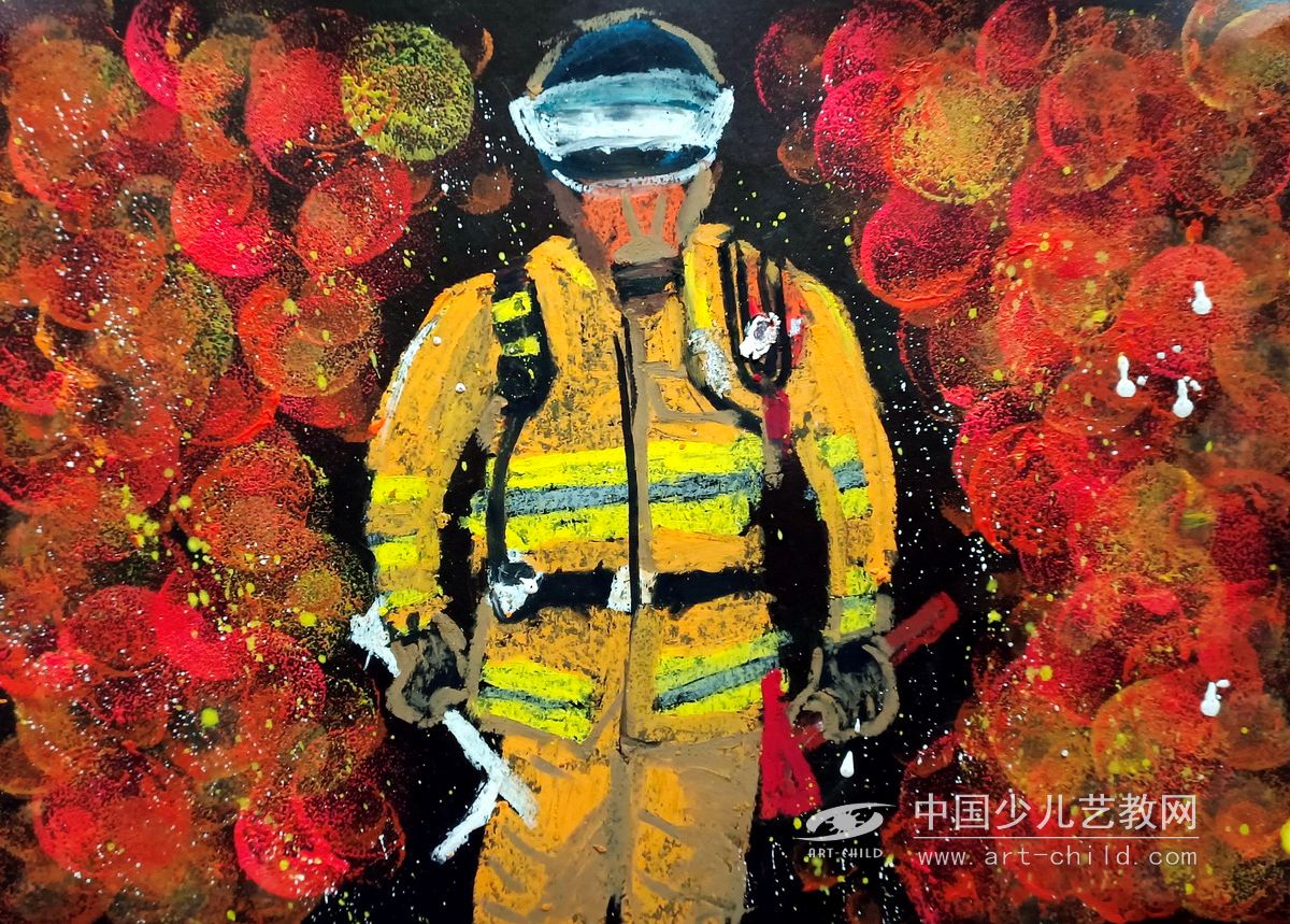 英雄消防员—《少儿画苑》国际少儿书画大赛作品赏析