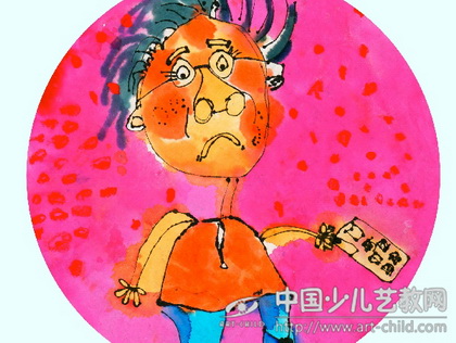 爱玩手机的姥姥—《少儿画苑》国际少儿书画大赛作品赏析