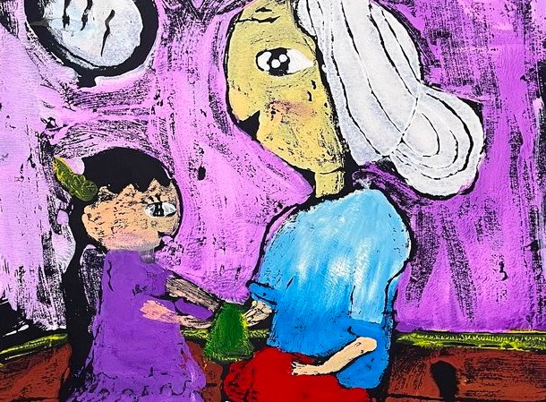 奶奶轻擦脚—《少儿画苑》国际少儿书画大赛作品赏析