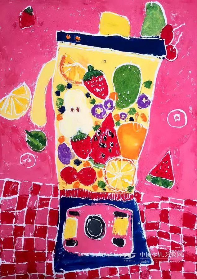 榨汁机—《少儿画苑》国际少儿书画大赛作品赏析