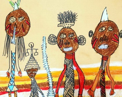 土著人祭祀—《少儿画苑》少儿绘画大赛作品赏析