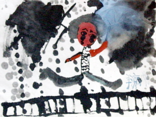 快跑呀！雨来了！—《少儿画苑》国际少儿书画大赛作品赏析