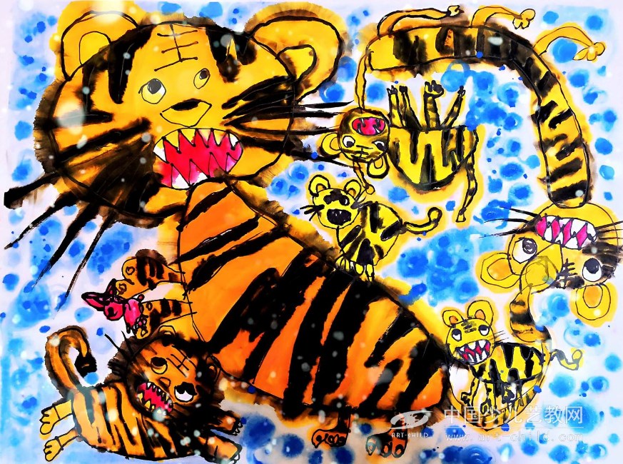 顽皮大老虎—《少儿画苑》国际少儿书画大赛作品赏析
