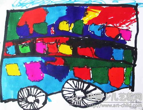 三层公交车—《少儿画苑》国际少儿书画大赛作品赏析