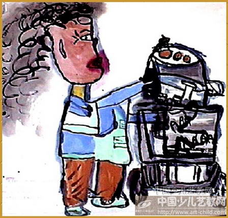 打烧饼的奶奶—《少儿画苑》国际少儿书画大赛作品赏析