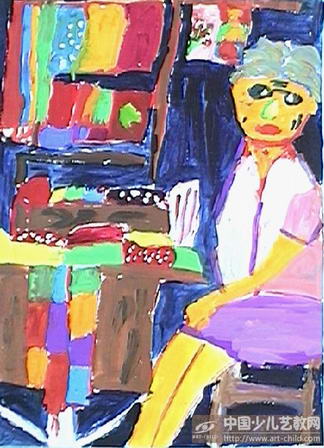 卖毛巾的老人—《少儿画苑》国际少儿书画大赛作品赏析