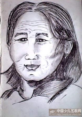 奶奶—《少儿画苑》国际少儿书画大赛作品赏析