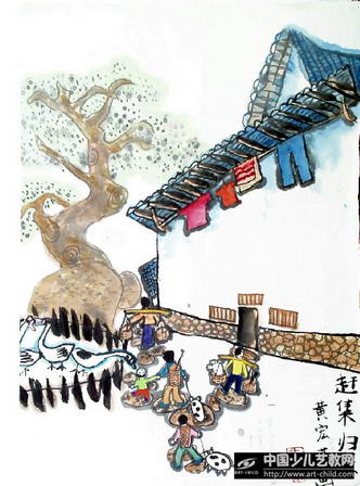 赶集归来—《少儿画苑》国际少儿书画大赛作品赏析