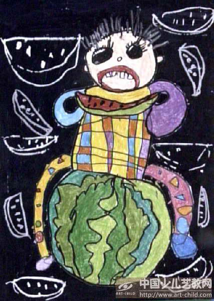 西瓜西瓜我爱你-《少儿画苑》国际少儿书画大赛作品赏析