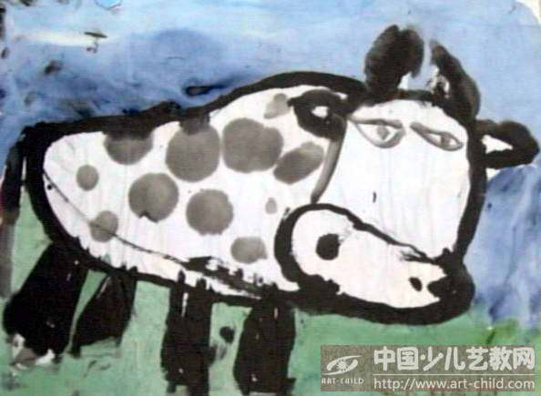 大奶牛—《少儿画苑》国际少儿书画大赛作品赏析