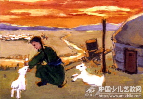 金色的草原——《少儿画苑》国际少儿书画大赛作品赏析