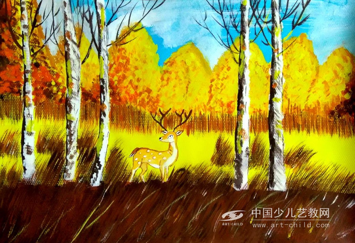 鹿—《少儿画苑》国际少儿书画大赛作品赏析