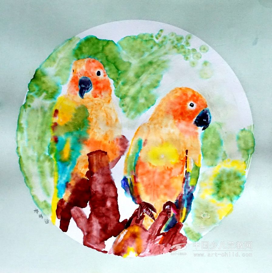 鹦鹉—《少儿画苑》国际少儿书画大赛作品赏析