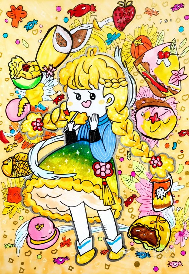 吃货少女—《少儿画苑》国际少儿书画大赛作品赏析