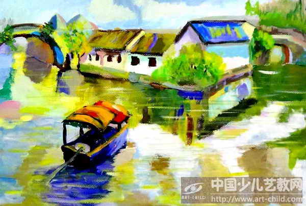 古镇——《少儿画苑》国际少儿书画大赛作品赏析
