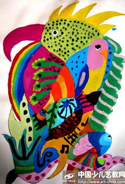 鸟鱼——《少儿画苑》国际少儿书画大赛作品赏析