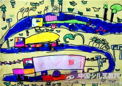 交通道路——《少儿画苑》国际少儿书画大赛