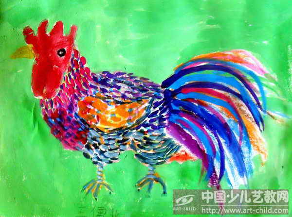 美丽的公鸡——《少儿画苑》国际少儿书画大赛作品赏析