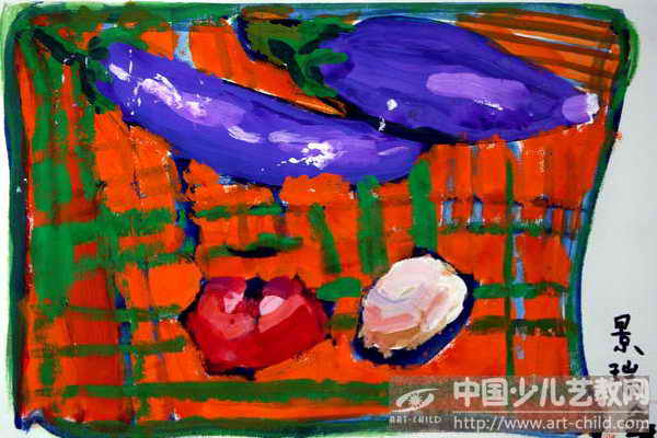 有茄子的蔬菜——《少儿画苑》国际少儿书画大赛作品赏析