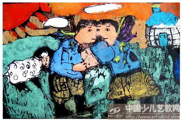 草原摔跤手——《少儿画苑》国际少儿书画大赛作品赏析