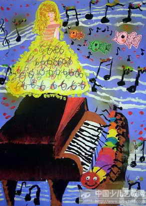 弹钢琴的毛毛虫——《少儿画苑》国际少儿书画大赛