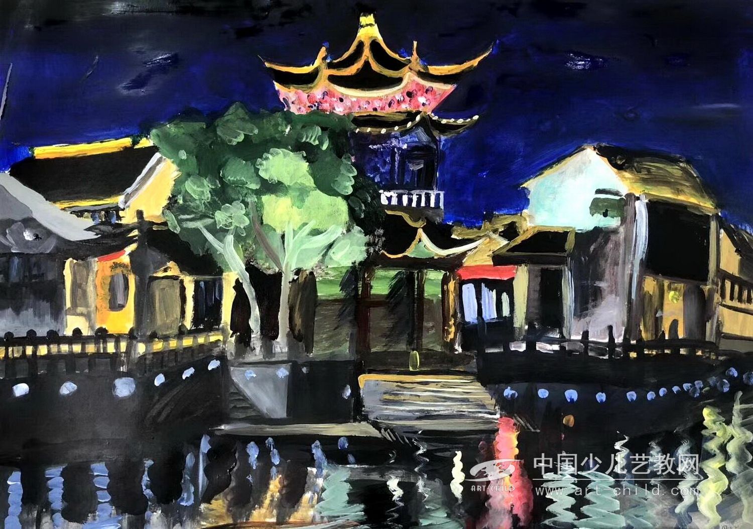 姑苏夜景—《少儿画苑》国际少儿书画大赛作品赏析