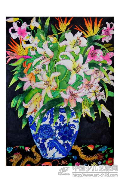 东方神韵：香水百合——《少儿画苑》国际少儿书画大赛