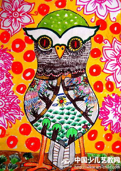 猫头鹰王国守卫者——《少儿画苑》国际少儿书画大赛