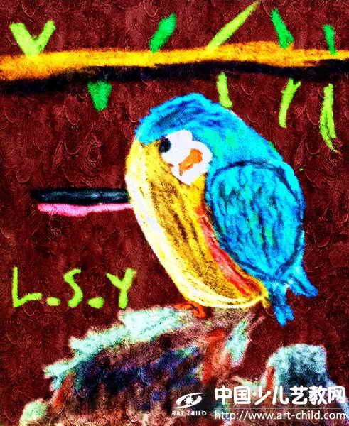 翠羽鸣春：小翠鸟——《少儿画苑》国际少儿书画大赛