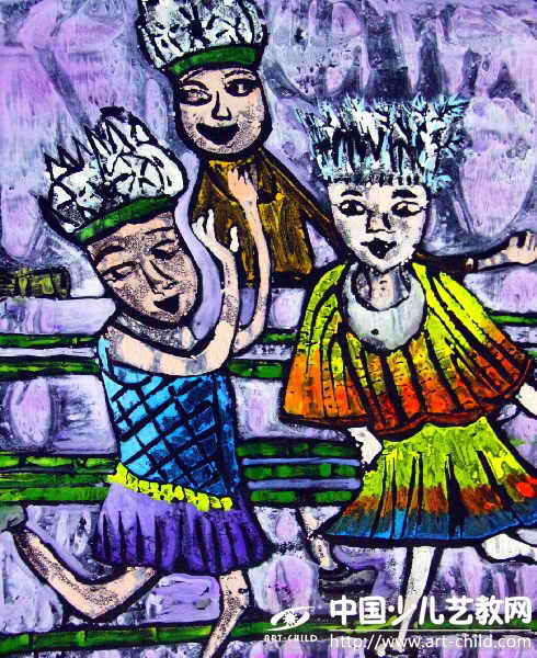 快乐的竹竿舞——《少儿画苑》国际少儿书画大赛