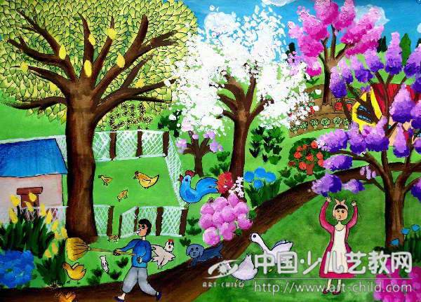 农场的早晨——《少儿画苑》国际少儿书画大赛