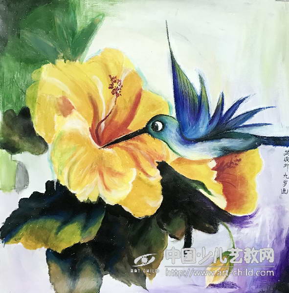 蓝羽花间舞——《少儿画苑》国际少儿书画大赛作品赏析