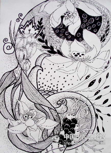 抽象莲韵：线条中的意境探索——《少儿画苑》国际少儿书画大赛作品赏析