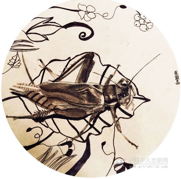 秋虫鸣韵：蟋蟀——《少儿画苑》国际少儿书画大赛作品赏析