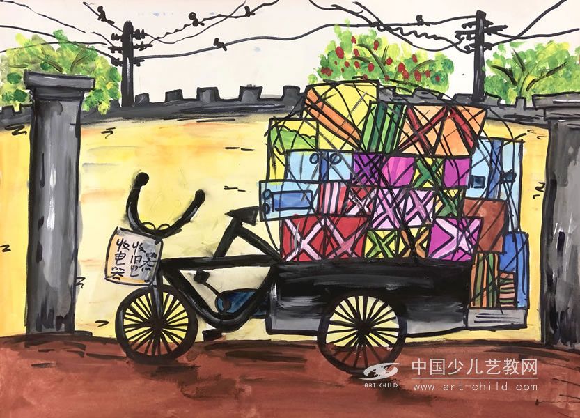 废品收购车——《少儿画苑》国际少儿书画大赛作品赏析