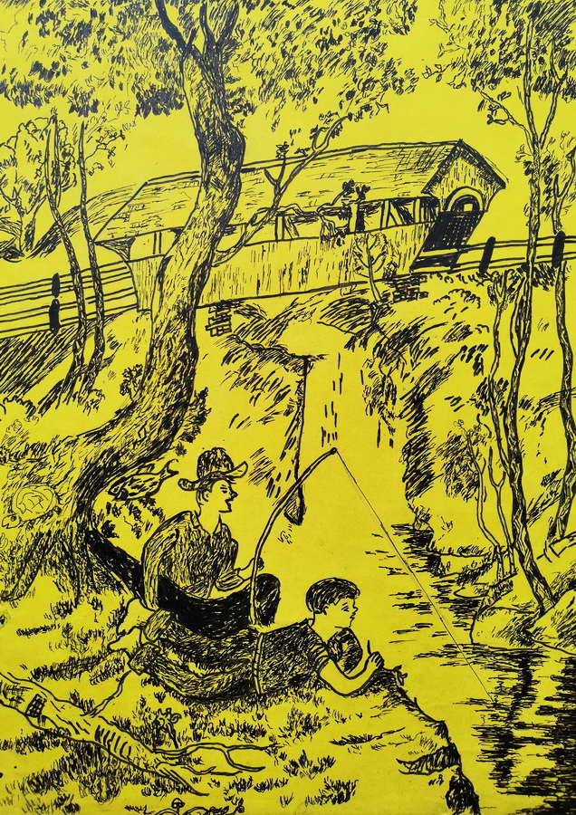 溪边垂钓——《少儿画苑》国际少儿书画大赛作品赏析