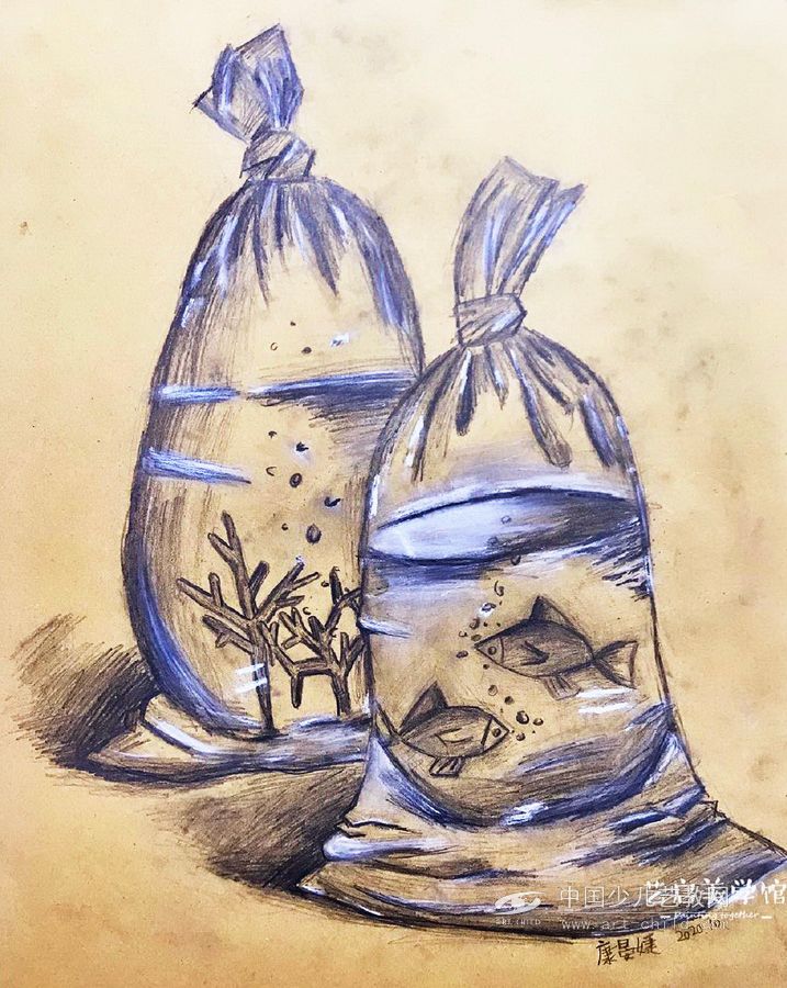 袋中鱼——《少儿画苑》国际少儿书画大赛作品赏析