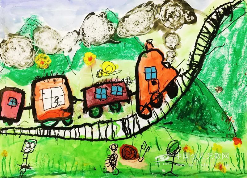 快乐的小火车——《少儿画苑》国际少儿书画大赛作品赏析