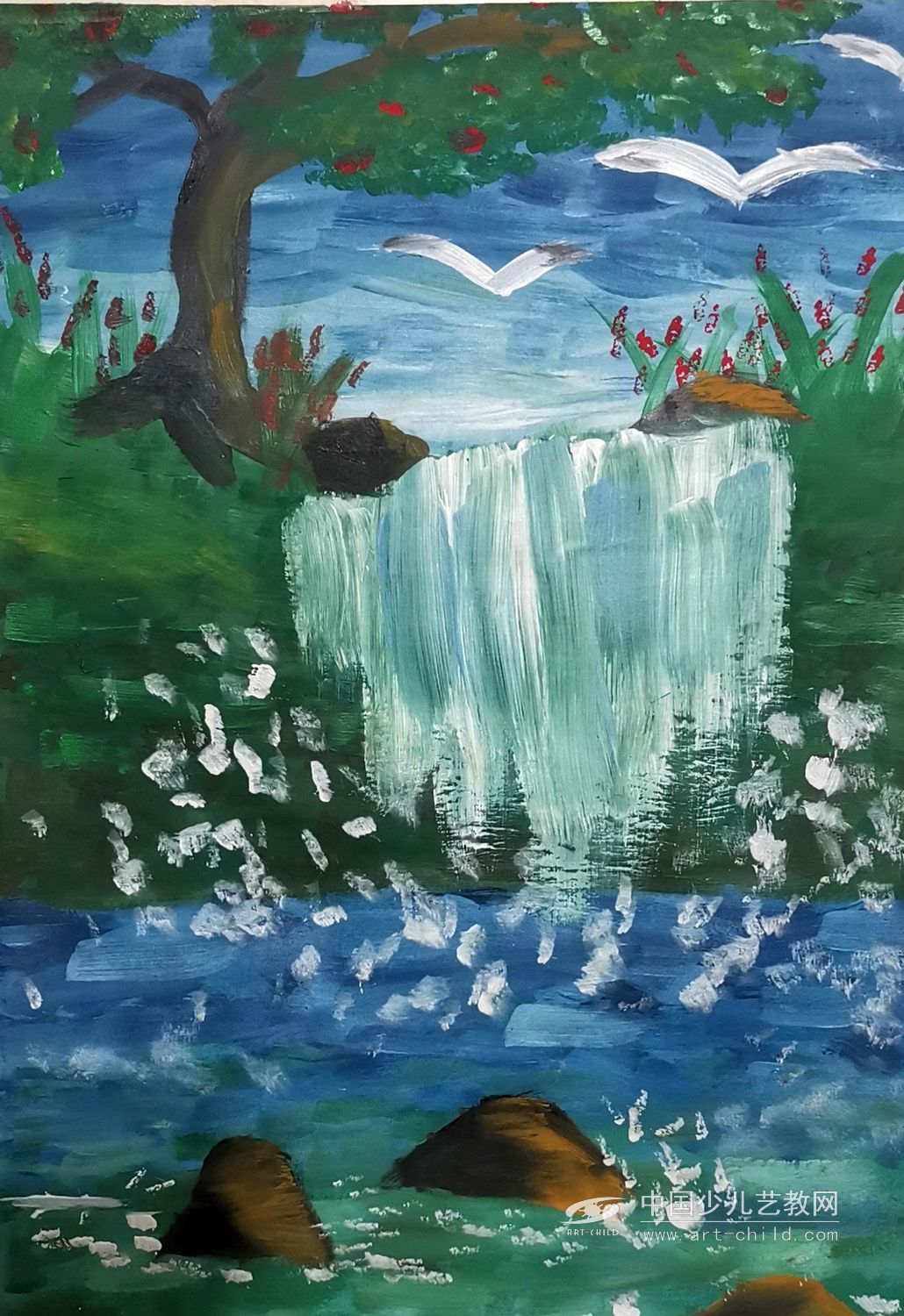 瀑布——《少儿画苑》国际少儿书画大赛作品赏析